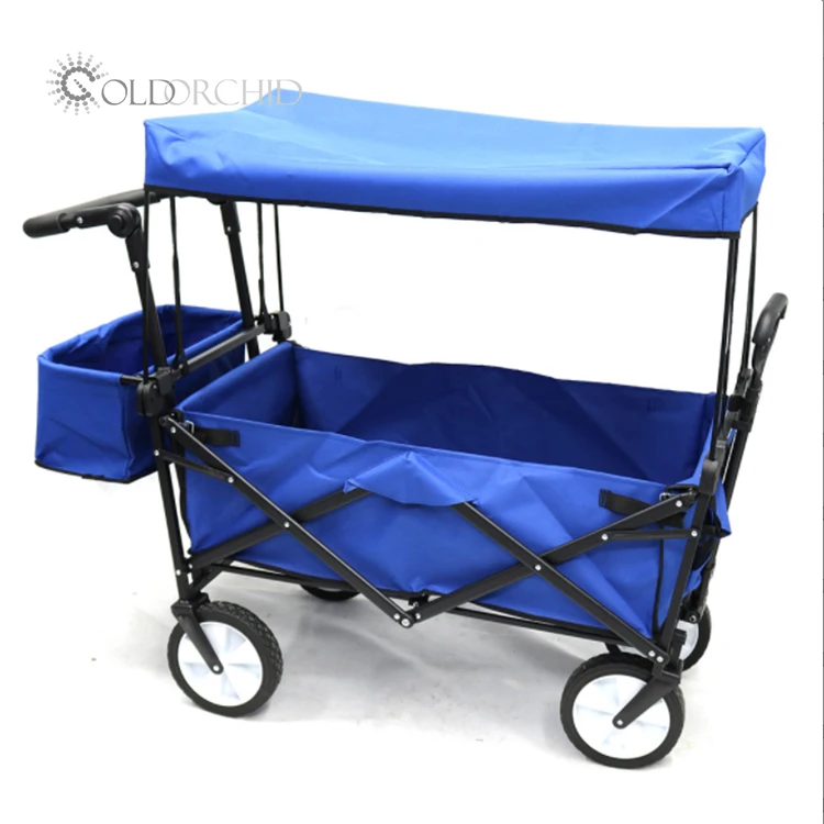 

Outdoor Oxford Folding Camping Hand Trolley Garden Carts 8 inch four-wheel carts Portable Camping Wagon