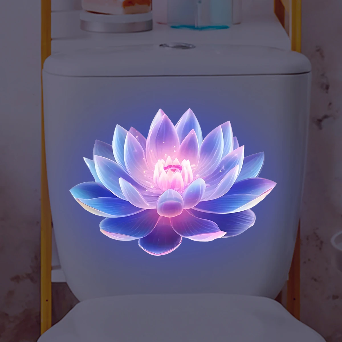 Luminous Lotus Toilet Sticker 1PC Creative Self-adhesive Wall Decal for Bathroom Waterproof Luminous Decoration