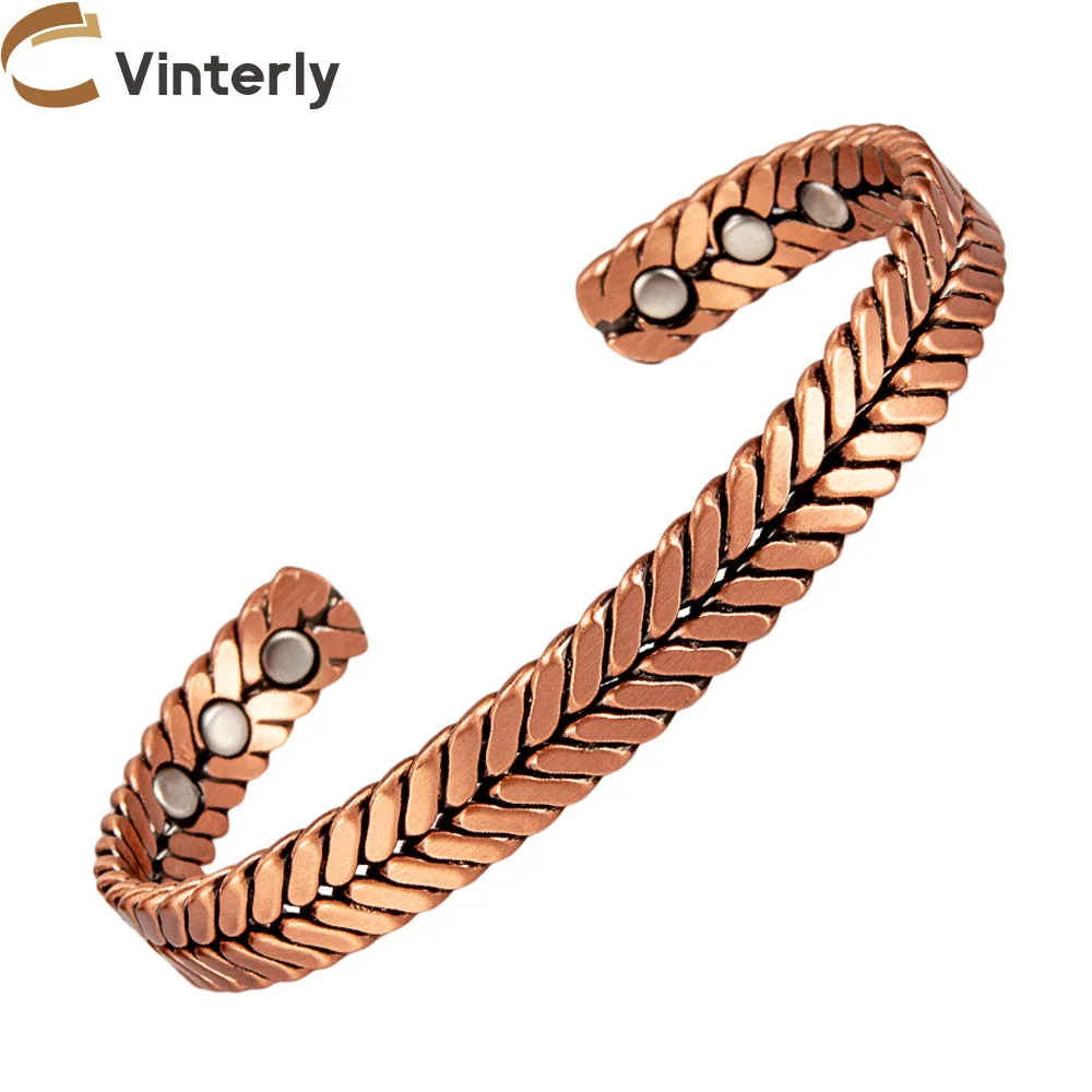 Magnetic Bracelet Vinterly Twisted Pure Copper Magnetic Bracelets Arthritis Energy Magnet Bangles Benefits Adjustable Open Cuff Jewelry for Women bangle bracelet,magnetic bracelet