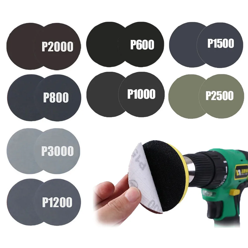 3 Inch 75mm Sandpaper Woodworking Metal Grinding Disc Abrasive Polishing Tool 600/1000/1500/2000/2500/3000 Grit Sanding Discs sanding discs sandpaper set polish sand paper sandpaper tools sander pads