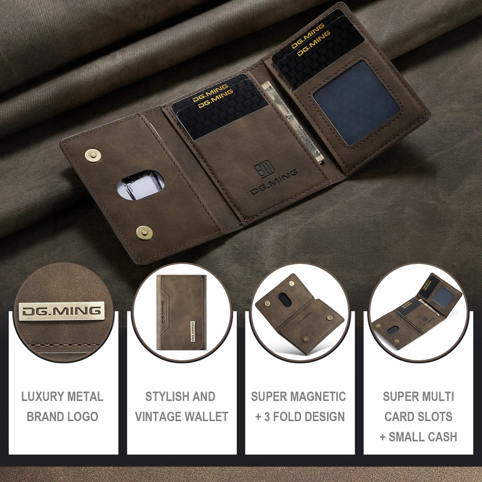 Premium Detachable Magnetic Leather Wallet Case with Card Slots