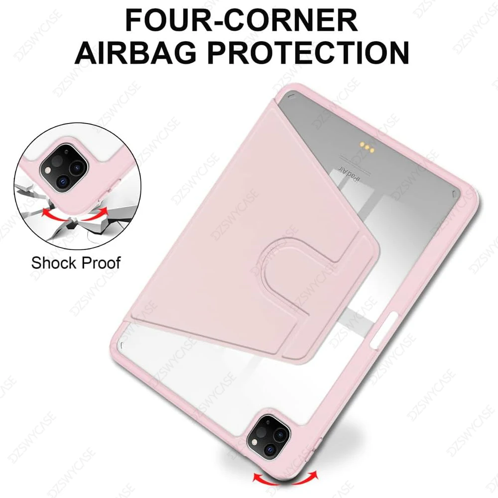 Premium Rotating PU Leather Tablet Case with Built-in Pencil Holder