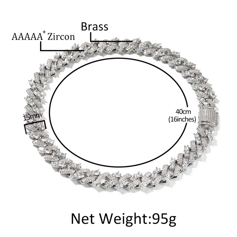 THE BLING KING 15mm Miami Cuban Bracelet Necklace Mixed Round BaguetteCZ Choker Luxury HipHop Jewelry For Gift