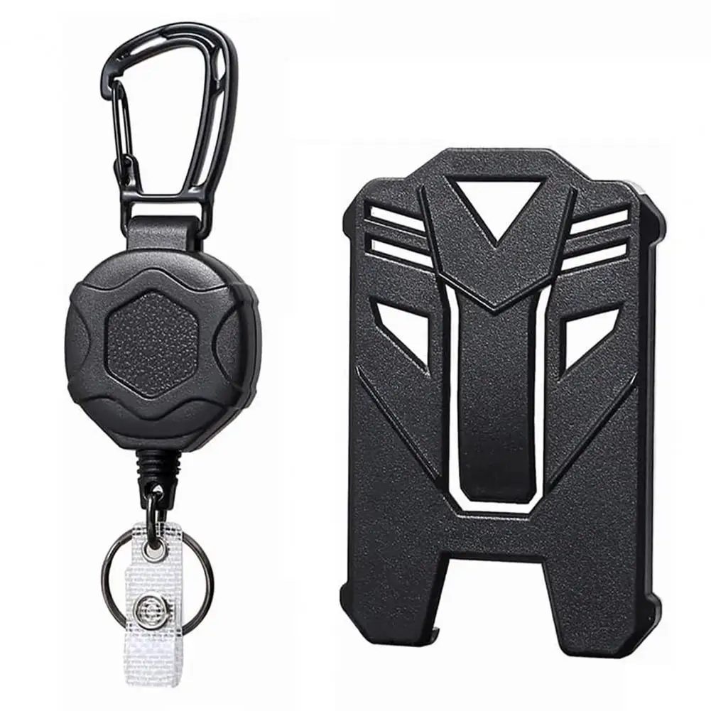 

Card Wallet Heavy Duty Stainless Steel Id Badge Holder with Retractable Reel Vertical Lanyard Durable Anti-lost Tactical Card