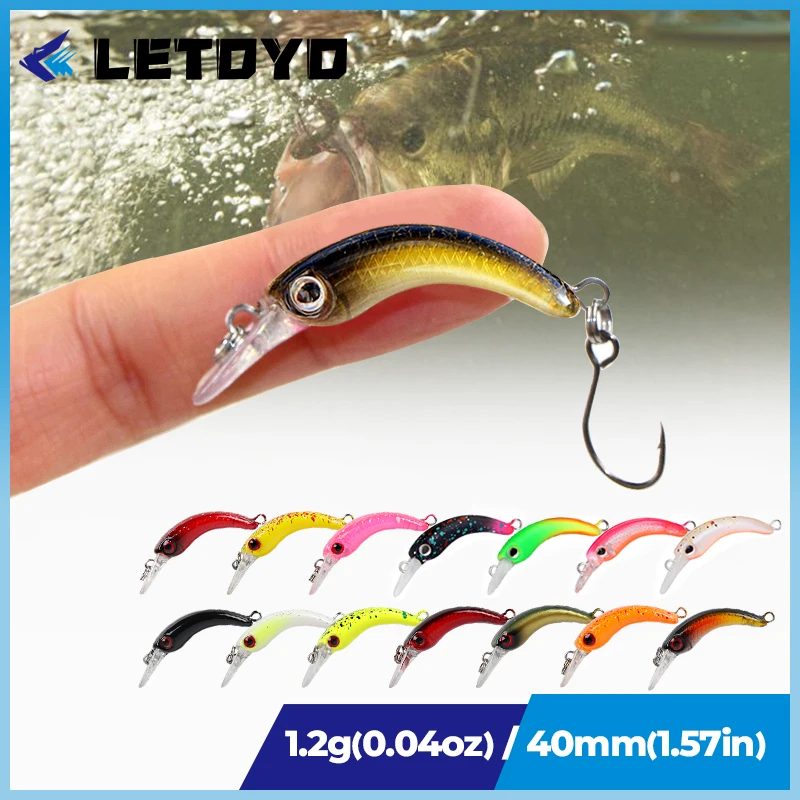 LETOYO 40mm Dying Fishing Lure Trout Mini Crankbait Micro Minnow Crank  Floating Artificial Hard Baits Freshwater Fishing Tackle