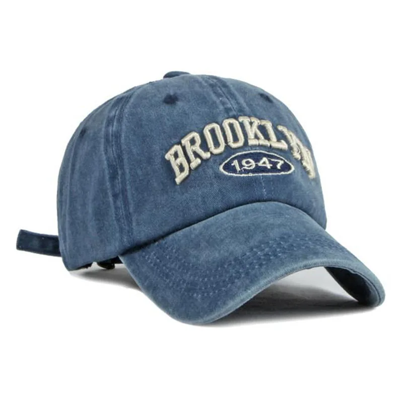 Baseball Cap Four Season Men Women Casual Retro Washed Cotton 1947 Embroidered Snapback Hat Summer Unisex Sun Protection
