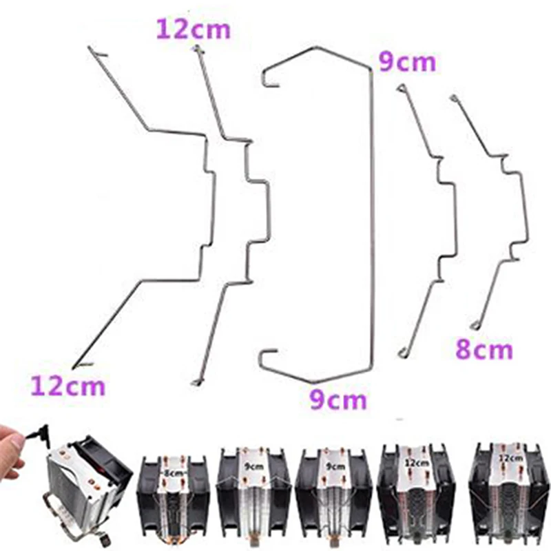 Hot 8cm/9cm/12cm AVC Four Heat Pipe Fan Buckle Heat Pipe Fan Buckle Elastic Steel CPU Fan Hook Bracket 12cm Notebook stand New 6