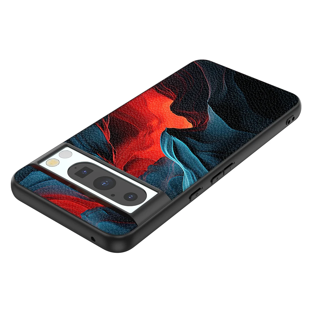 Back Cover Leather Case for Google Pixel 4 XL 4A 5 5A 5G 6 Pro 6A 7 Pro 7A 8 Pro 8A High Quality with Red Black Line Image Print - Image 3