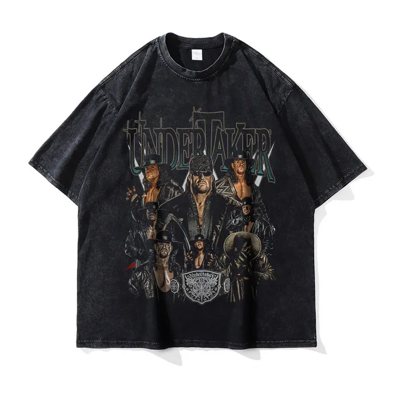 Undertaker T Shirts Vintage Washed Wrestler T-shirt