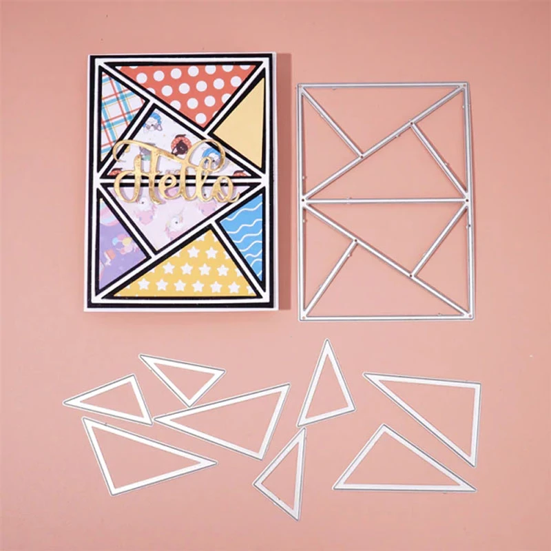 2022 New Arrival Rectangle Triangle Background Cutting Die DIY Scrapbook Card Making Craft Die Photo Album Decoration