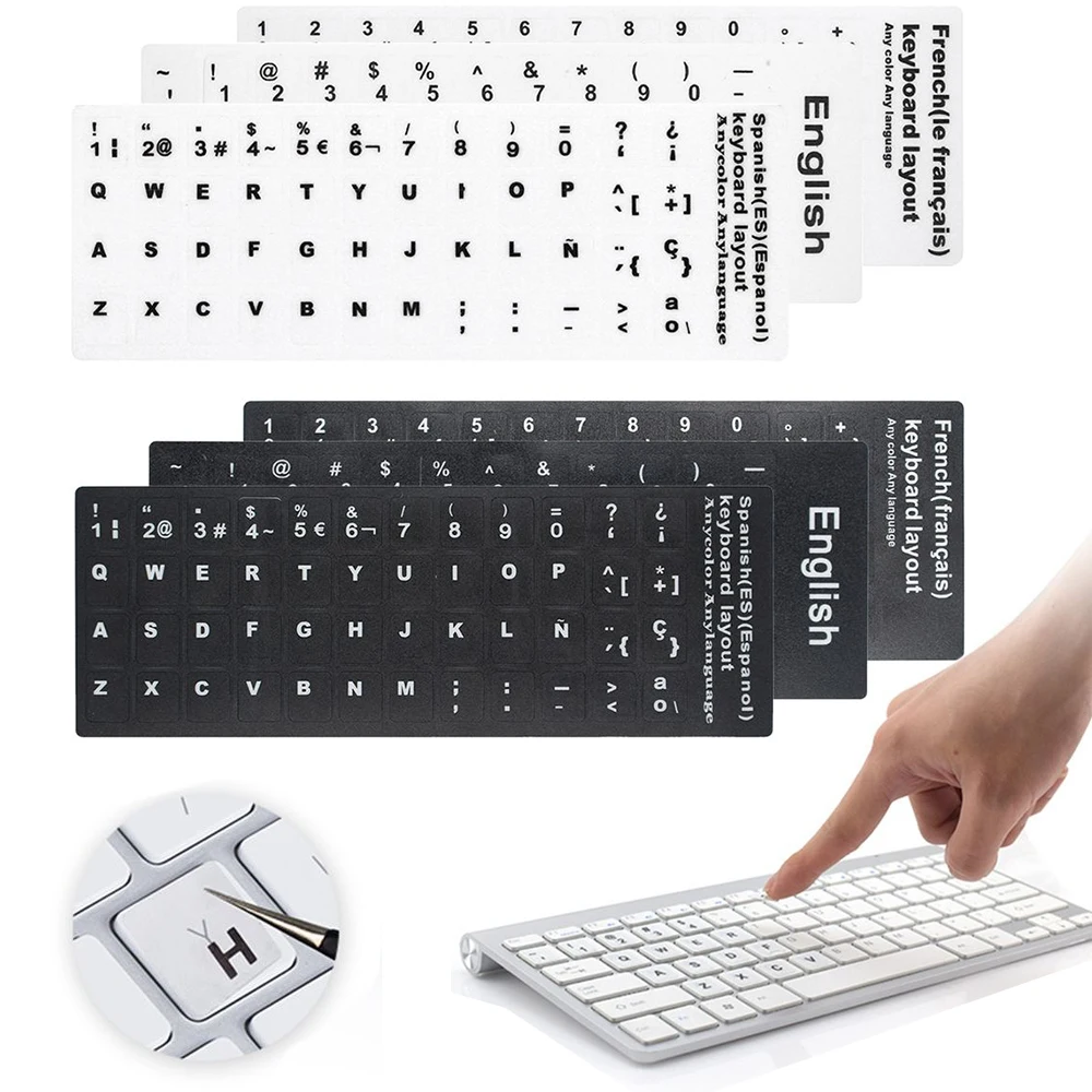 Wear-resistant Keyboard Stickers Spanish/English/Russian/Japanese/Arabic Laptop PC Non-slip Alphabet Layout Keyboard Replacement keyboard stickers