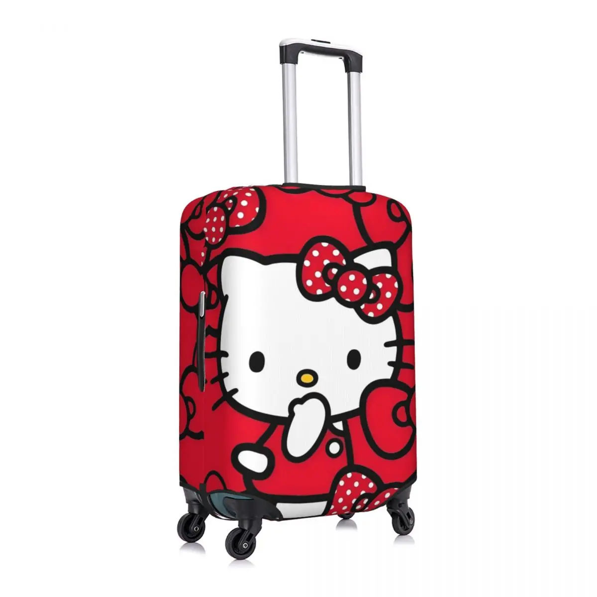 Red Hello Kitty Cat Cartoon Suitcase Cover Vacation Useful Luggage Case Travel Protection 3