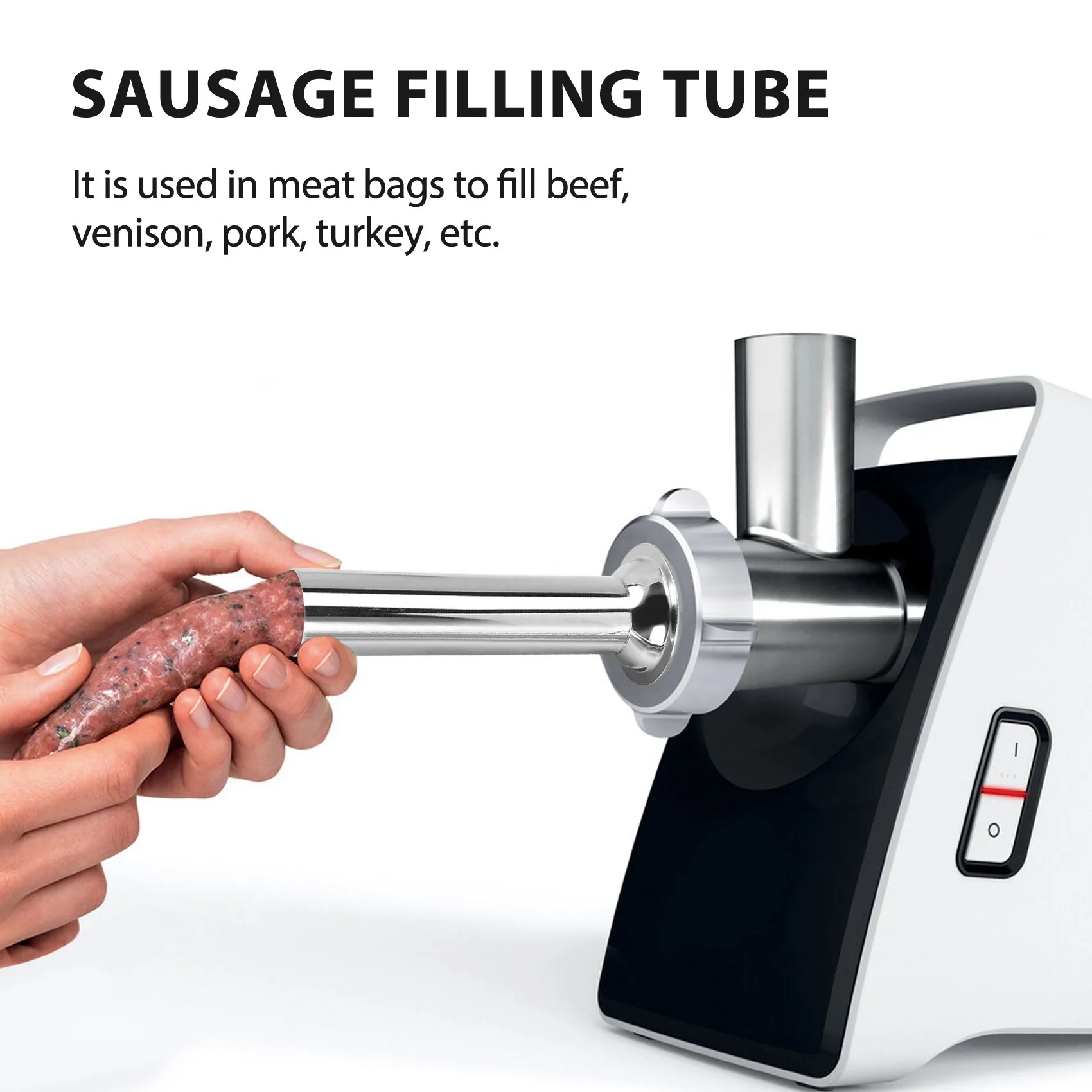 Sausage Stuffer 3Pcs Stainless Steel Filling Tubes Funnels Nozzles Spare Parts Base Diameter:58mm