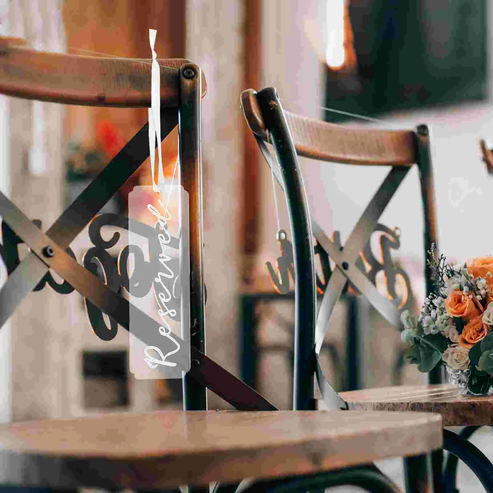 6 Pcs Wedding Seat Marker Transparent Acrylic Reserved Sign Party Chair Tags Seating Cards Place Card Holders Banquet Decor