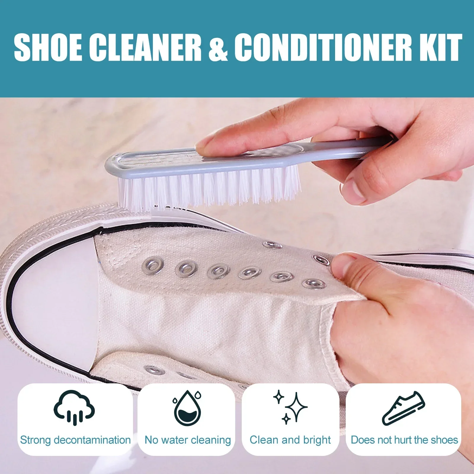 Foamzone Shoe Cleaner Whiten Polish Cleaning Tool Brush Shoe Sneakers Casual Leather Cleaning Care Supplies