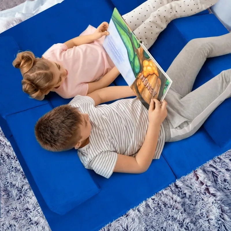 Premium Modular Kids Play Couch for Toddler Teens, Child Sectional Sofa for Bedroom Playroom Toy Living Room,Blue 2