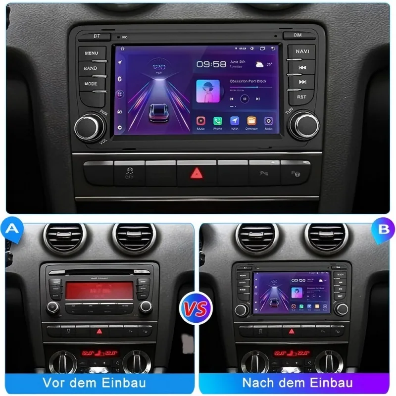 Radio para coche Junsun de 7 pulgadas con sistema Android para Audi A3 8P S3 2003-2012, CarPlay, sistema multimedia estéreo inteligente, 4G, GPS, RDS, DSP, DAB+, reproductor de 8 núcleos. 4