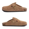 Kidmi Men's Suede Clogs Cork Footbed Clogs for Women Soft Leather Adjustable Buckle Slip-on Potato Shoes Sandals Beach Slippers