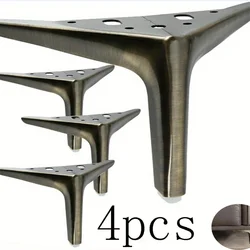 Set of 4 Modern 15cm Metal Furniture Legs with Anti - Slip Pads and Screws (Brozen)