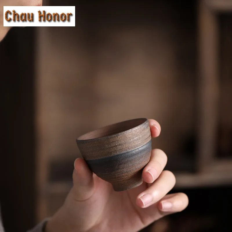 Retro Kiln Change Ceramics Master Cup Handmade Coarse Pottery Teacup Tasting Mug Tea Bowl Meditation Cup Tea Ceremony Drinkware
