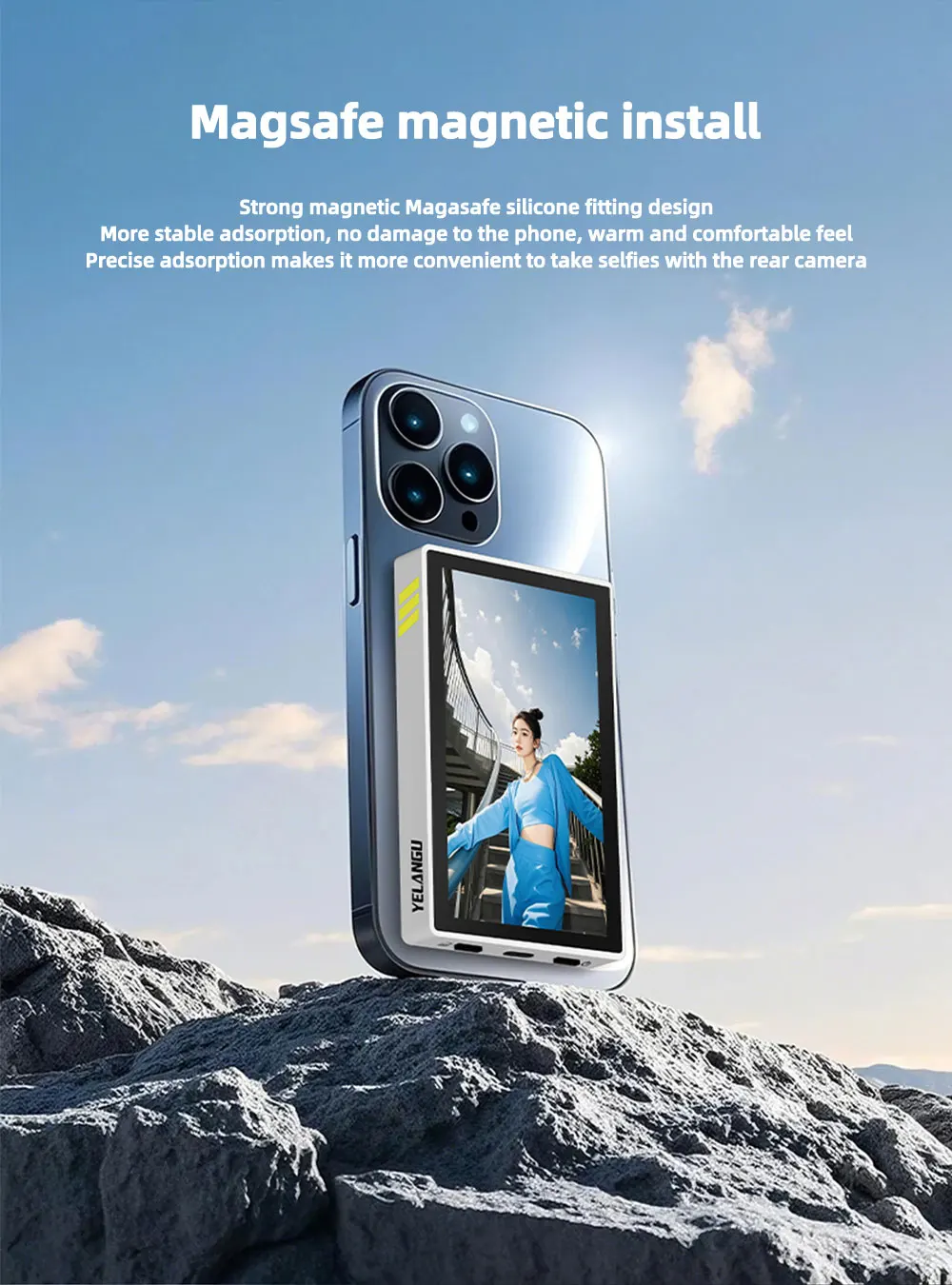 YELANGU TP01 Wireless Monitor Screen Using Phone Rear Camera For Selfie Vlog Liv
