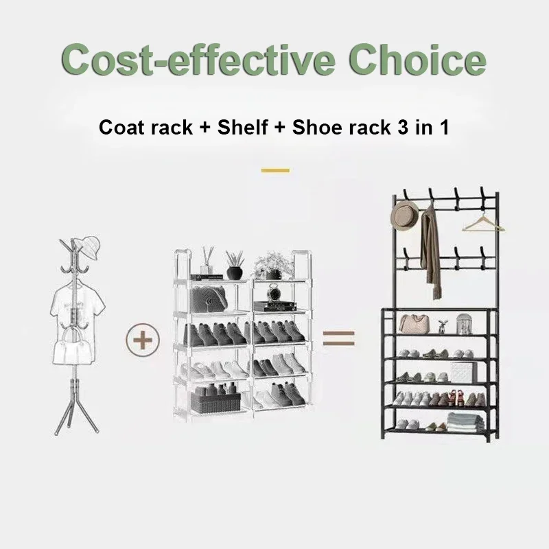 Shoe Rack Simple Floor Shoe and Hat Rack Load-bearing Living Room Organizer Clothes Hat Coats Shoes Combination Storage Shelf shoe rack