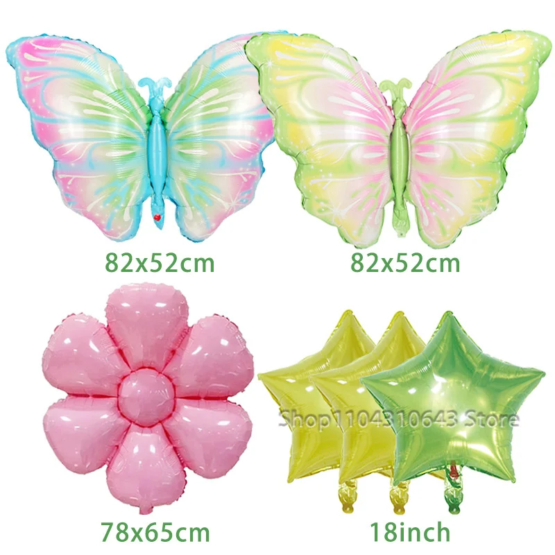 Elegant Pink Daisy and Butterfly Foil Balloons