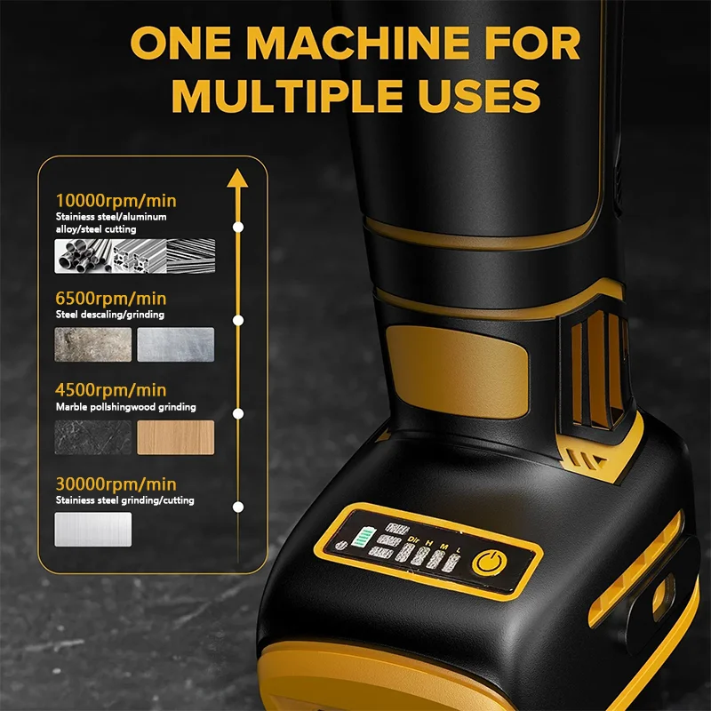 125MM Brushless Angle Grinder 4 Gears Cordless Cutting Machine Metal Grinding Polishing Power Tool For DeWalt 20V Battery 3
