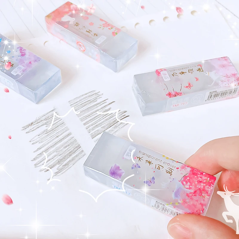 Rubber Transparent Erasers Kawaii Aesthetic Stationery Items School Teacher Gift Office Supplies Classroom Back to School pencil eraser eraser pen plasticine eraser eraser refillable pen biscuit eraser kneadable eraser retractable eraser