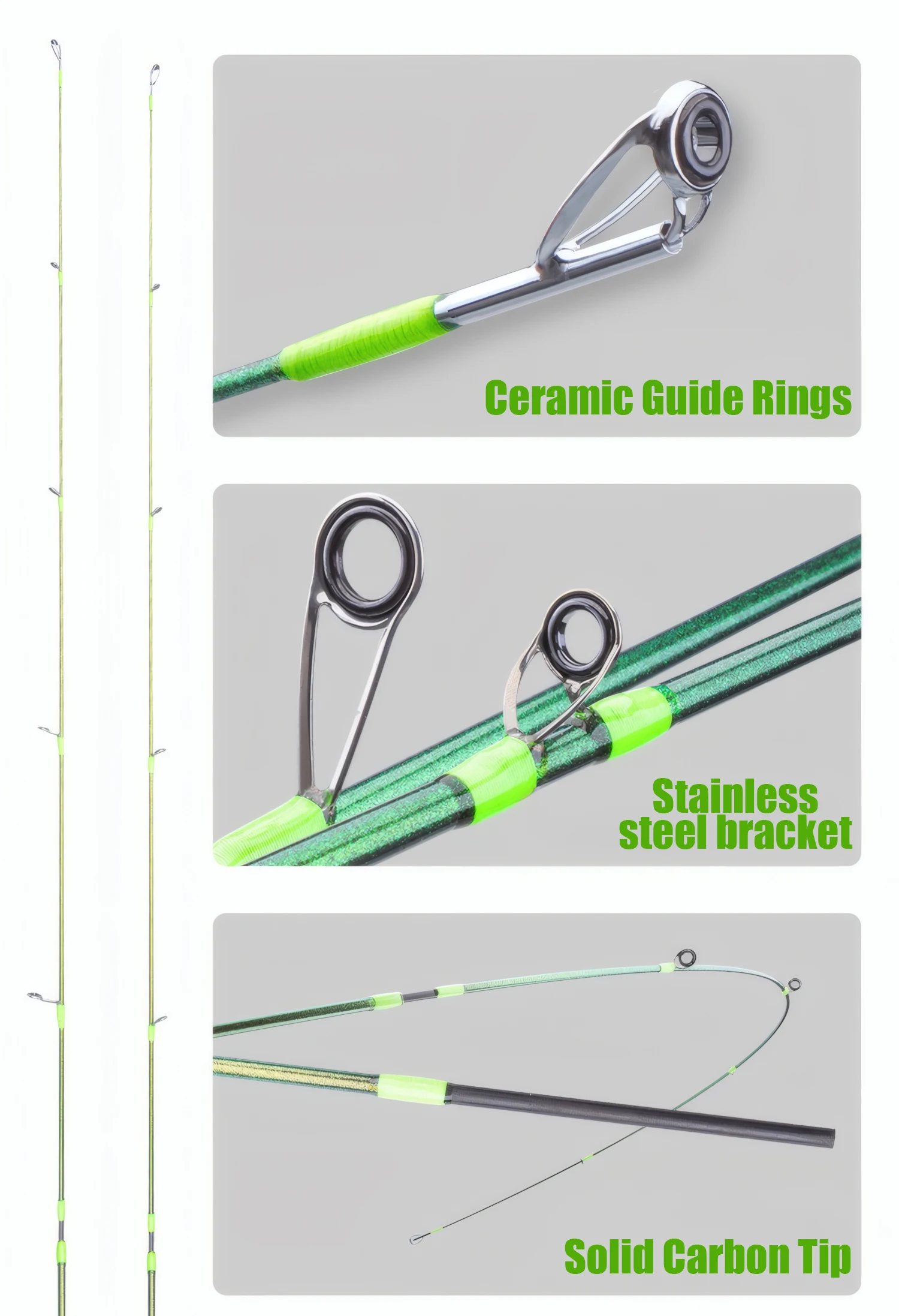 Description Picture 6 of itemUL Lure Fishing Rod Accessories,Ultralight Carbon Fiber Spinning Casting Bait Rod,Carp Trout Bass Fishing Pole Tool,Solid Tip