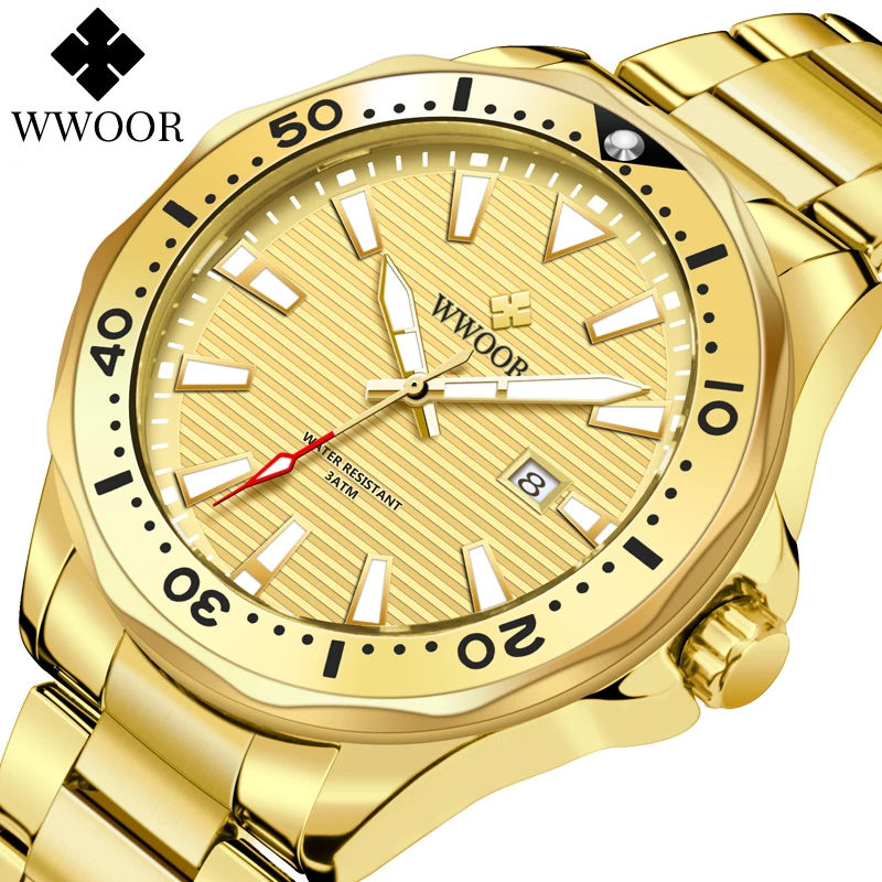 Men's Waterproof Watches Men Gold Watches 2022 Wwoor Men's Watch