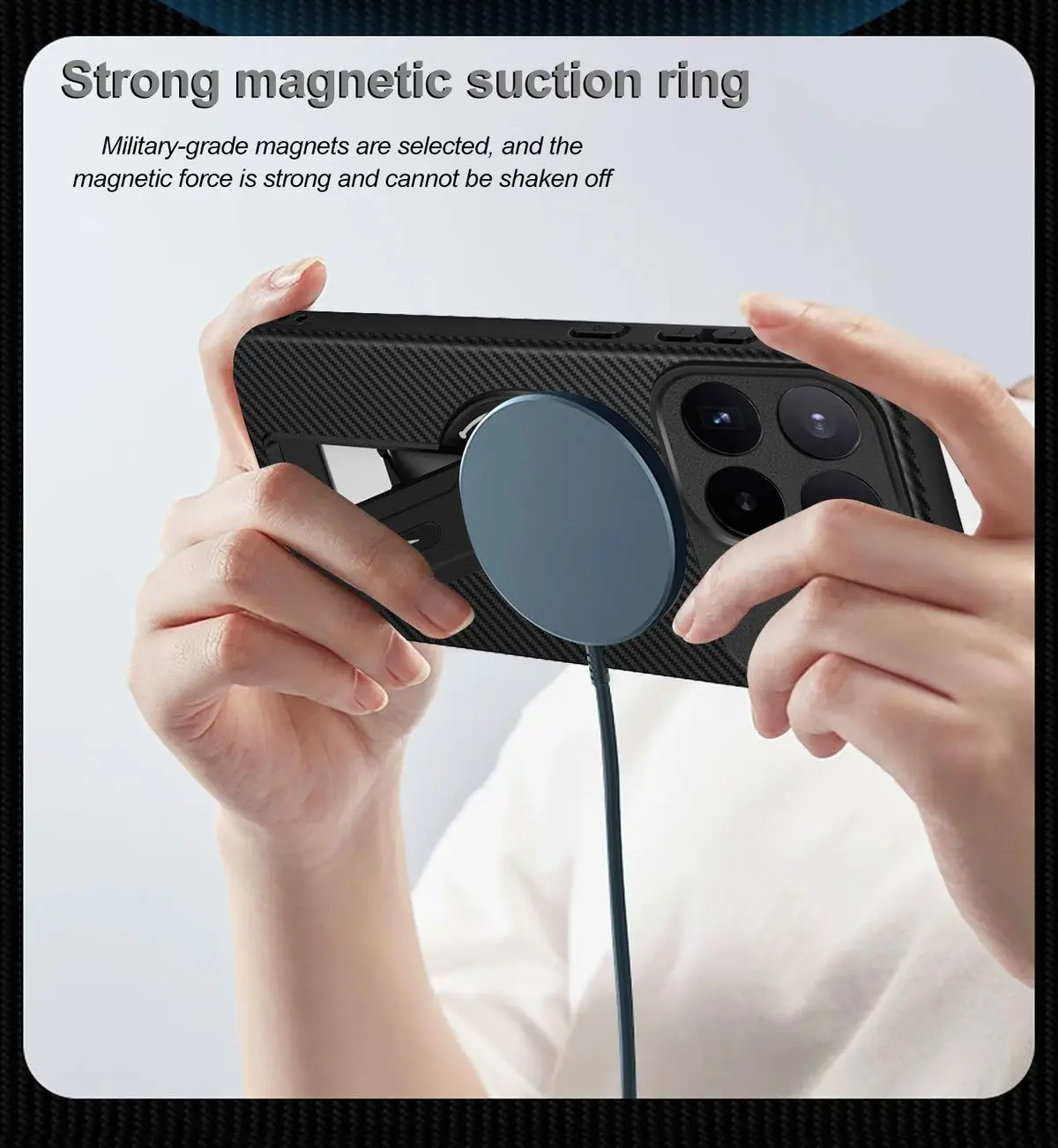 Carbon Fiber Texture Foldable Stand Case with Magsafe Charging & Shockproof Protection
