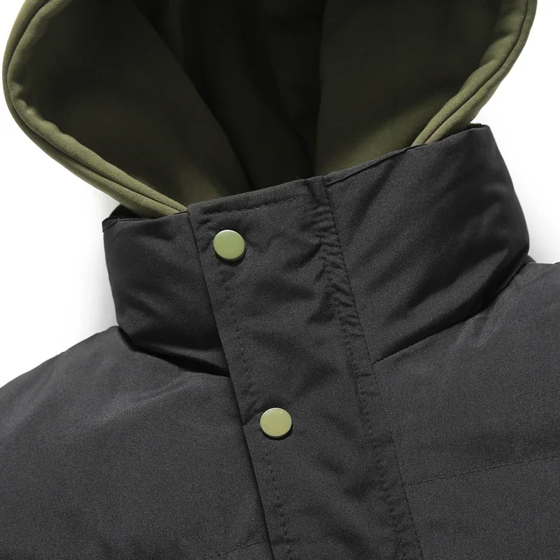 الخريف معطف مبطّن بالقطن الرجال 2025 الشتاء المتضخم وهمية قطعتين سترات في الهواء الطلق الدافئة سميكة الخبز الستر حجم كبير مقنعين القمم 3