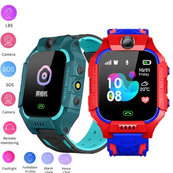 Q19 아이 스마트 워치 2G Sim 카드 LBS 추적기 SOS 카메라 어린이 휴대 전화 음성 채팅 Smartwatches 수학 게임 손전등