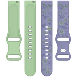 Elegant 3D Carved Floral Silicone Quick Release Watch Strap - 22mm (Gray Blue Green)