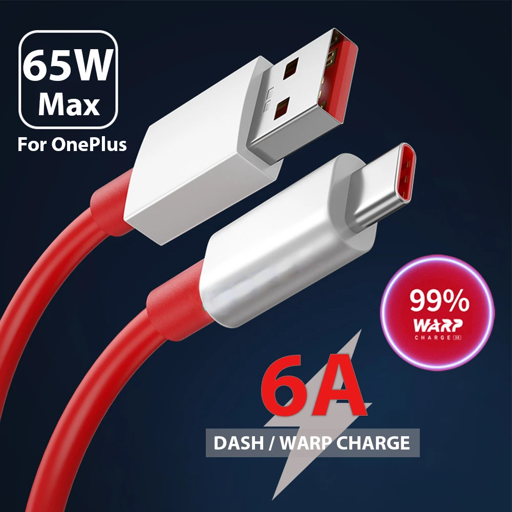 

6A Oneplus Original Warp Charge Type C Fast Chagring Cable for 10Pro 9RT 9Pro 8T Dash Charge USB C Wire For 8 7 Pro 7t T 6t 6 5t