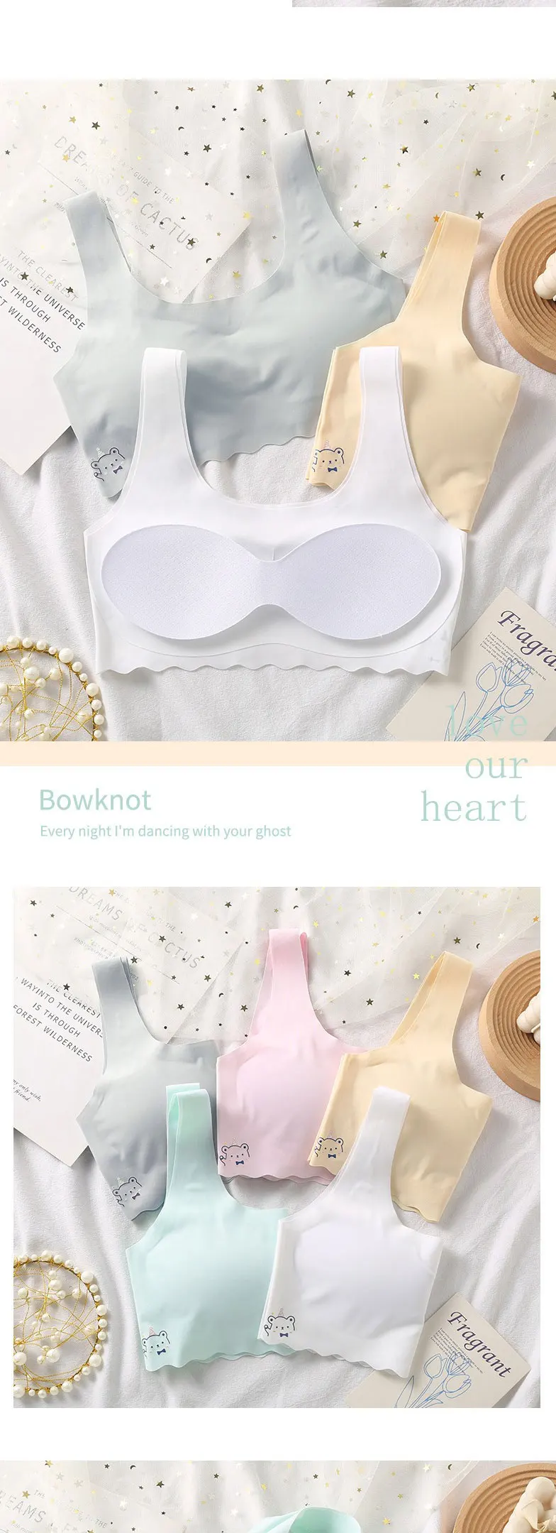 Young Girls Training Bra Solid Cotton Wireless Brassiere Seamless No Underwire Underwear Sport Bra For Girl Cup A Thin First Bra