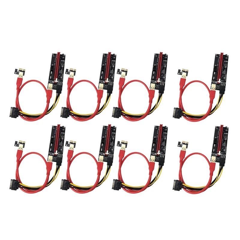 

8 упаковок Pcie двойной чип 16X до 1X адаптер питания Райзер карта, 6 контактов и 3 разъема USB 3,0 кабель и 6 контактов кабель питания
