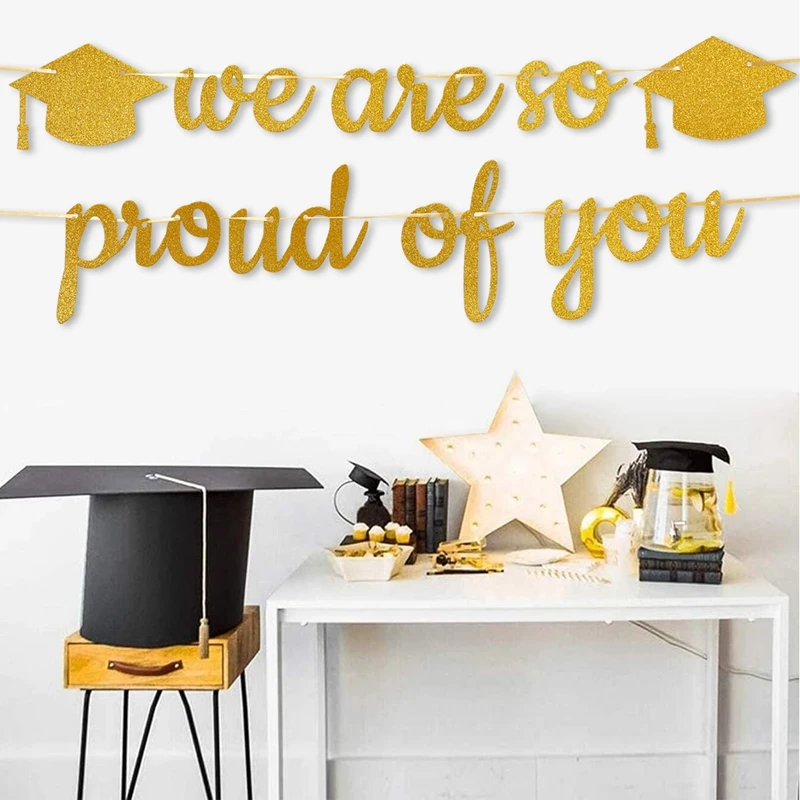 Description Picture 4 of item2025 Graduation Banners Party Decoration Black Glitter We are So Proud of You Graduation Banners Garland for Graduation Supplies