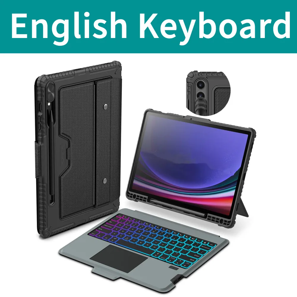 バックライト付きマジックキーボードケース,サムスンギャラクシー用