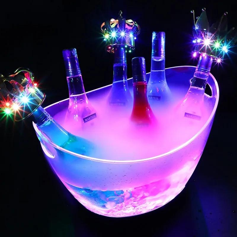 8L Ice Bucket Beer Champagne Wine Cooler Tub Bucket Container Color Changing Ice Holder for Bars Nightclubs Beverage Drinks