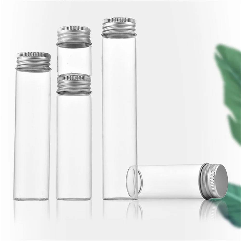 Glass storage jar Glass storage container Glass dropper bottles Glass perfume bottle 10/20/30/40/50ml Mini Clear Glass Bottle With Aluminium Cap Small Jar Cosmetic Container Travel Kit Empty Refillable Bottles