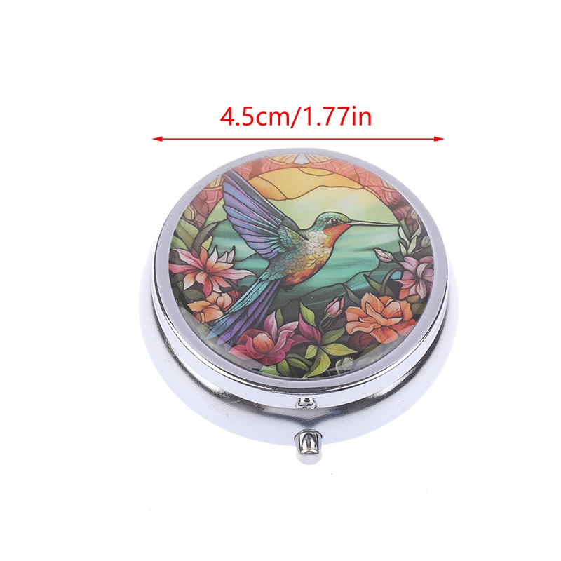 Leaf Dragonfly Round Pill Box 3 Compartment Mini Decorative Pocket Purse Portable Travel Medicine Tablet Vitamin Holder Orga 1pc storage box