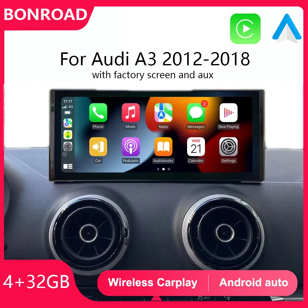 BONROAD Android Car Radio Multimedia Player Carplay Touch Screen For Audi A3 8V Bluetooth WIFI GPS Navigation Audio Stereo