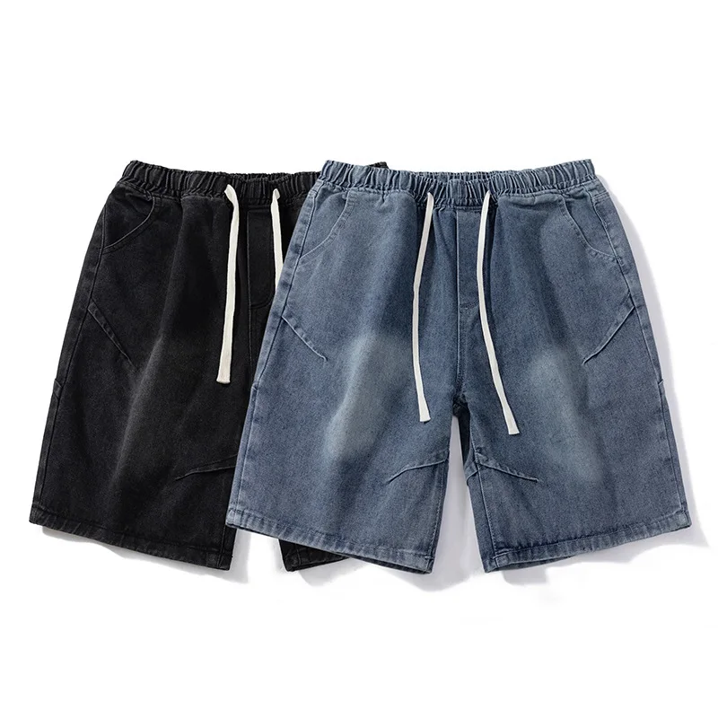 Men's Summer New American Vibe Fashion Brand Loose and Versatile Casual Washed Straight Solid Color Cowboy Pentagram Pants