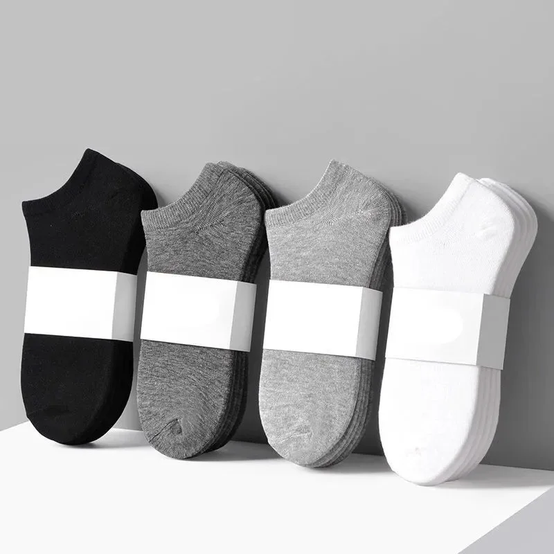 5 Pairs/Lot Low Cut Men Socks Solid Color  White Gray Black Breathable Cotton Sports Socks Male Short Socks Women Men 3 pairs lot women socks new fashion candy color cotton long socks girls korea style breathable casual cotton socks for women