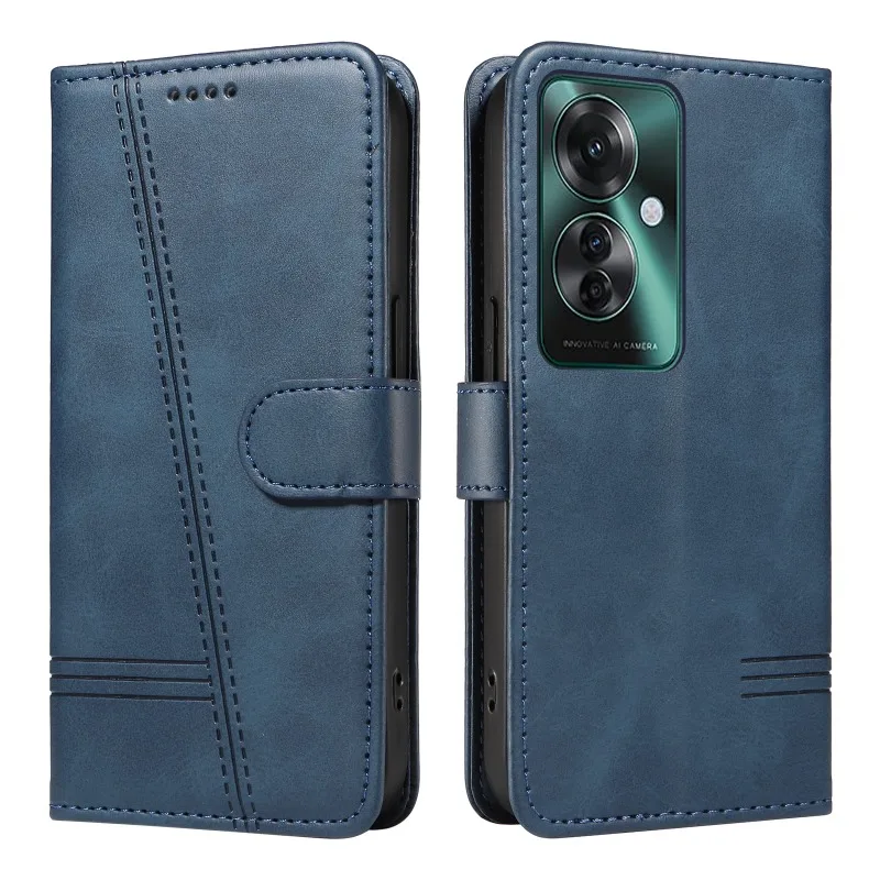 Vintage Retro Lines Leather Flip Stand Wallet Case with Card Slot - Timeless Design Phone Cover
