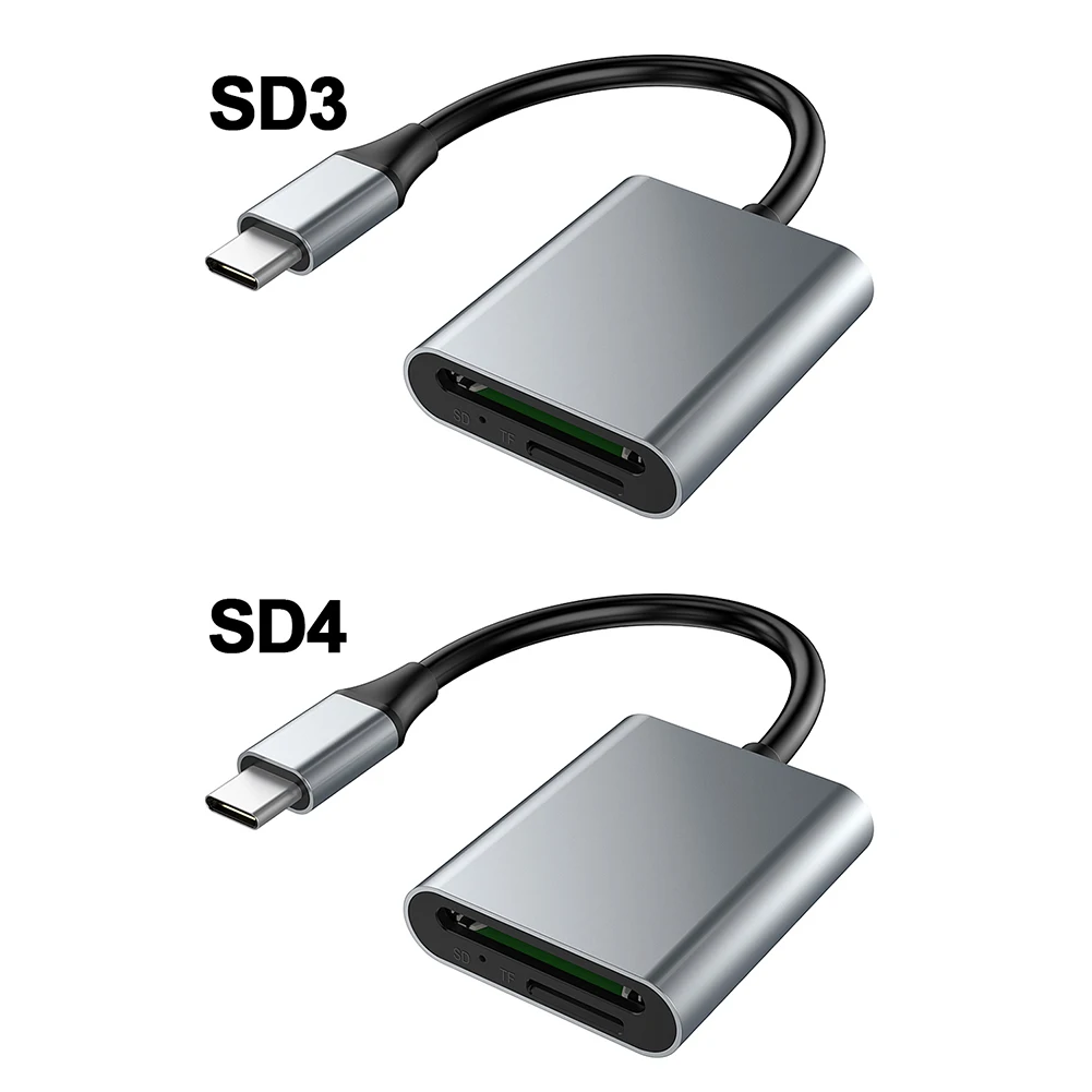 USB C 카드 리더 어댑터, 2-in-1 SD3.0/SD4.0 + TF 카드 리더, 5Gbps, 동시에 2 개의 카드 허브 어댑터, 아이폰 아이패드용