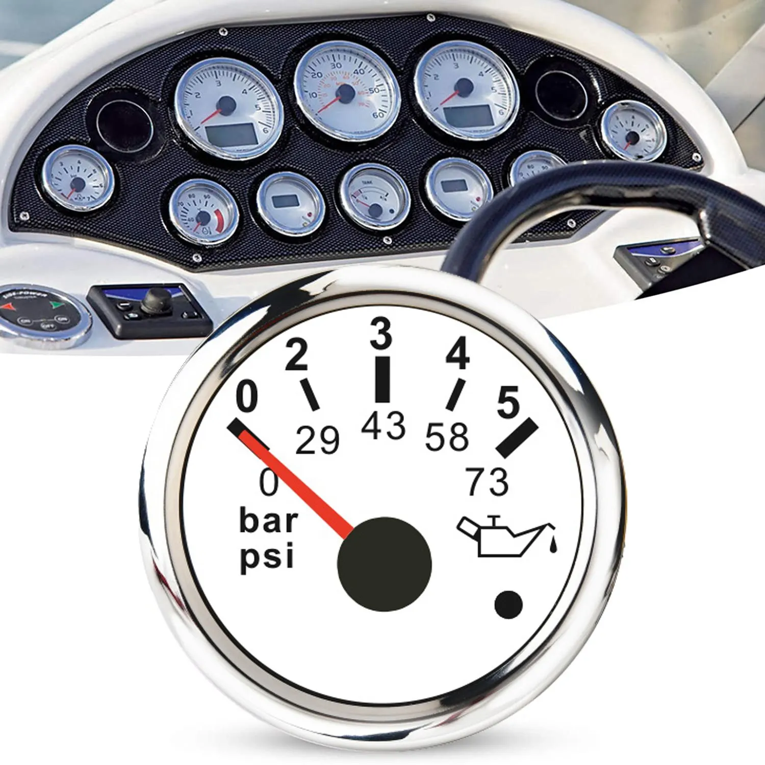  з ǥñ 跮  Ʈ ڵ , ˶ , 52mm , 0-5Bar 0-73Psi