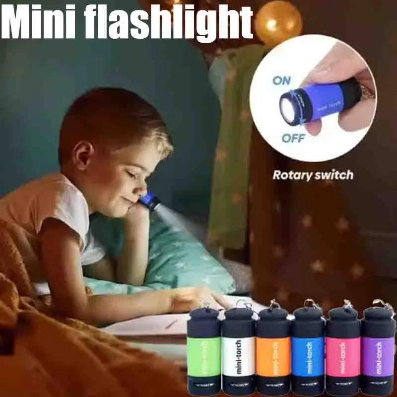 USB Rechargeable Camping Mini Flashlight Strong Light Pocket Keychain Flashlight Waterproof Outdoor Hiking LED Multifunctional